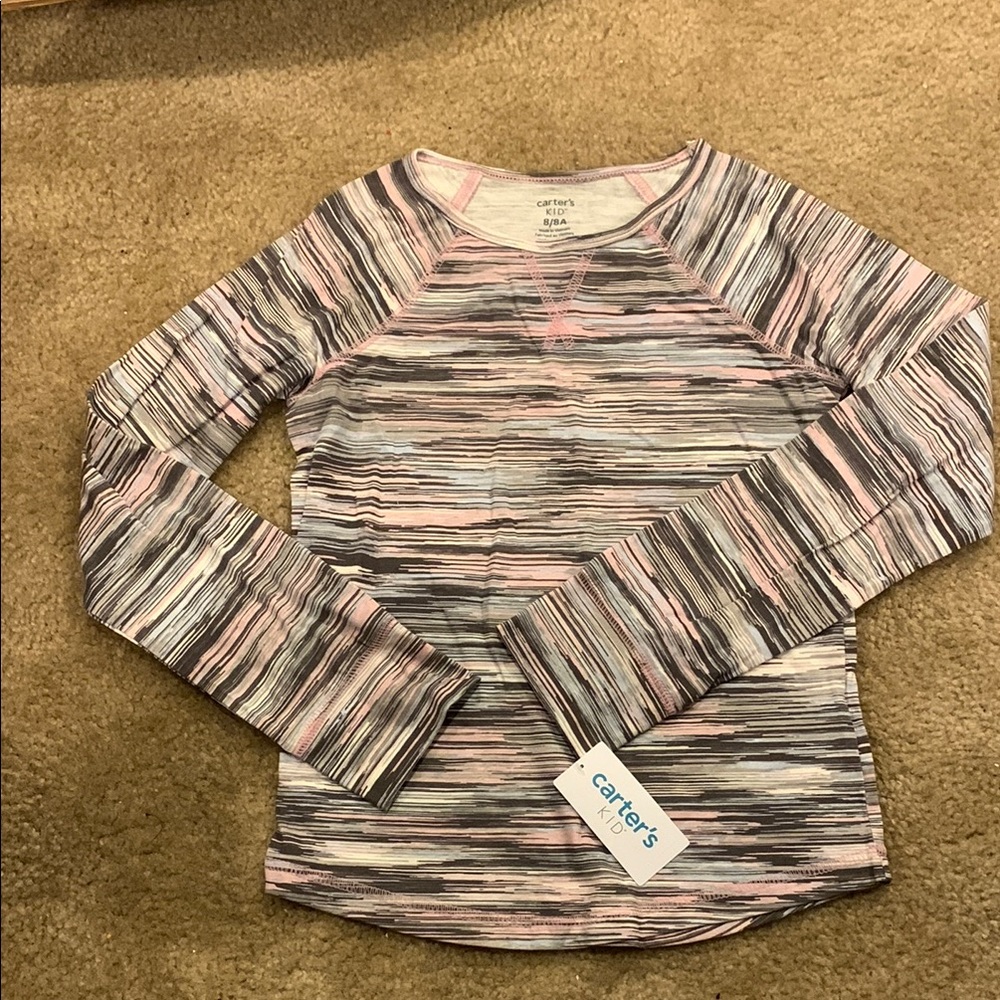 Carter's Pink and Gray Long Sleeve Tee with Raglan Sleeves